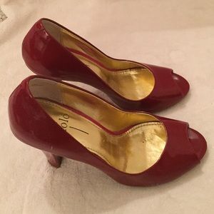 Size 8 red patent leather Paolo heels